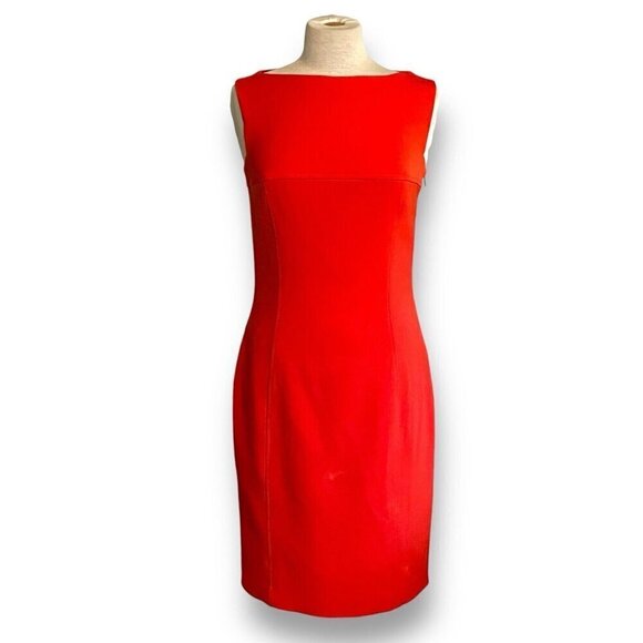 Ralph Lauren Black Label Womens Dress Sz 8 Orange Stretch Wool Sheath USA Made - Picture 1 of 13